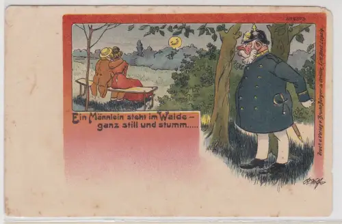 10583 Künstler Ak Bruno Bürger Leipzig No. 6579 Ein Männlein steht im Walde...
