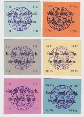 6 x Banknoten Notgeld Stadt Guhrau in Schlesien ohne Datum (132941)