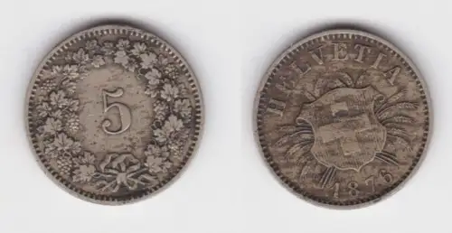 5 Rappen Messing Münze Schweiz 1876 (142788)