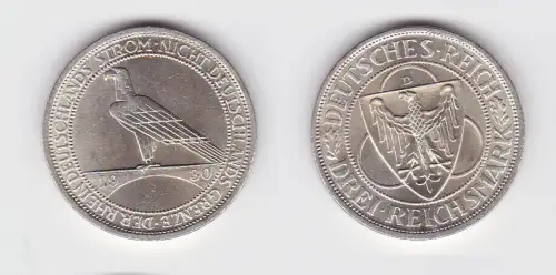 3 Mark Silbermünze Der Rhein 1930 D vz (131184)