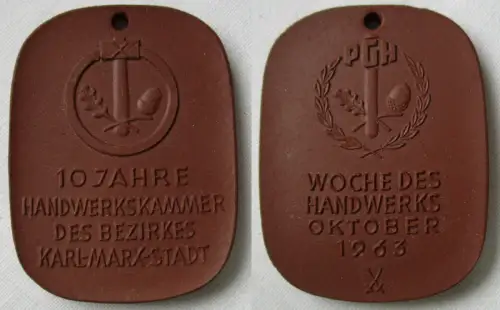 DDR Plakette 10 Jahre Handwerkskammer des Bezirkes Karl-Marx-Stadt 1963 (123918)