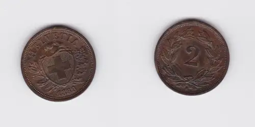 2 Rappen Kupfer Münze Schweiz 1888 B (120103)