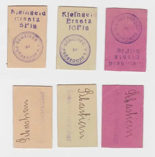 5, 10 & 50 Pfennig Banknote Notgeld Gemeinde Prössdorf  ohne Datum (132692)