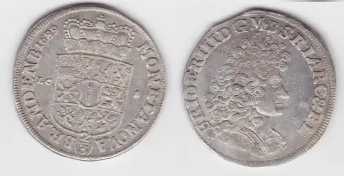 2/3 Taler Silber Münze Preussen Friedrich III 1689 LCS vz (117175)
