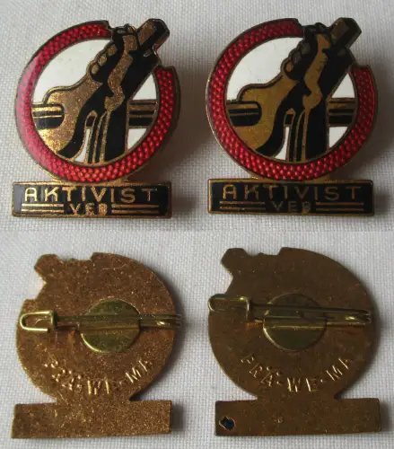 2x altes emailliertes DDR Aktivistenabzeichen VEB Aktivist (103767)