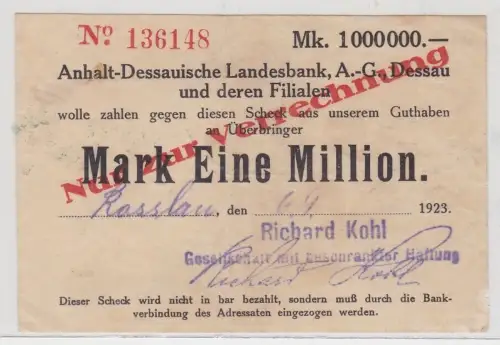 1 Million Mark Banknote Inflation Landesbank Dessau 6.9.1923 (152062)