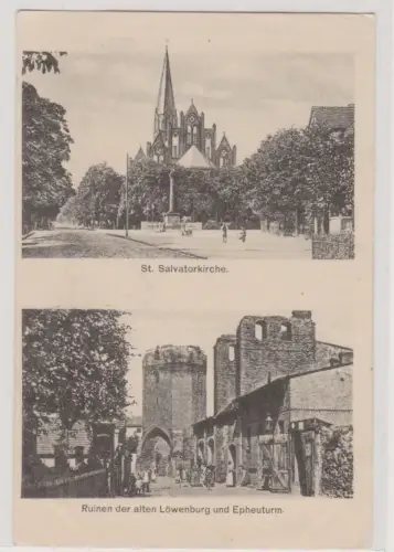 95011 Ak Lauenburg Lębork in Pommern Löwenburg & St.Salvatorkirche um 1930