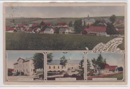 15366 Ak Gruß aus Nassau im Erzgebirge Gasthof usw. 1917