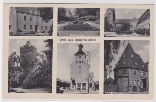 900856 AK Gruß aus Treuenbrietzen - Amtsgericht, Pulverturm, Heimatsmuseum 