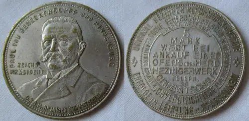 Reklame Marke 5 Mark Hezingerwerk Crimmitschau Hindenburg um 1920 (152468)