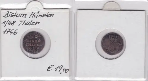 1/48 Taler Silber Münze Bistum Münster 1766 (143559)
