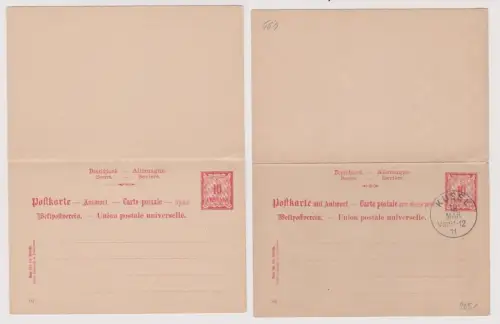 900139 GS Postkarte mit Antwort P54 Bayern 10 Pfennig Stempel Kusel 1911
