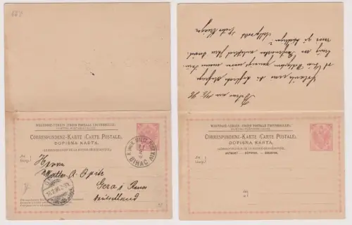 900135 Antwort Ganzsache Österreich mit Stempel K.&K.Militär Post Bihac 1896