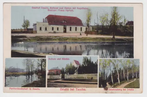 98223 Feldpost Ak Dewitz bei Taucha Gasthof, Schule usw. 1915