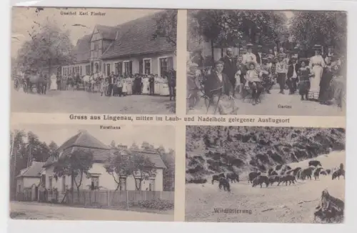 88036 Feldpost Ak Gruß aus Lingenau Gasthof, Forsthaus usw. 1915