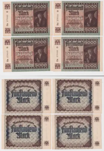 4x 5000 Mark Inflation Banknote 2.Dezember 1922 Ro.80 a fast UNC (156459)