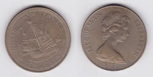 1 Crown Kupfer Nickel Münze Isle of Man Millenium of Tynwald 1979 (156958)