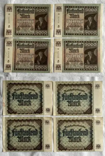 4x 5000 Mark Inflation Banknote 2.Dezember 1922 Ro.80 a fast UNC (156738)