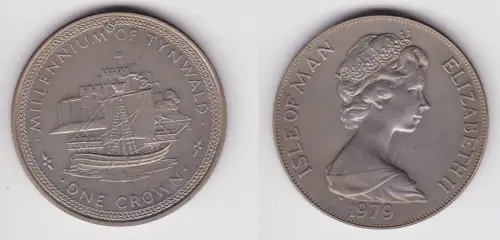 1 Crown Kupfer Nickel Münze Isle of Man Millenium of Tynwald 1979 (156960)