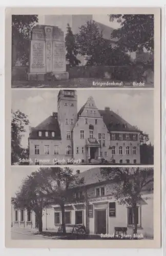 74243 AK Cammer (Jauch Belzig) - Schloß, Kriegerdenkmal, Kirche, Gasthof F.Block