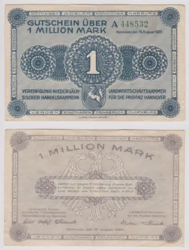 1 Million Mark Banknote niedrsächs.Handelskammern Hannover 15.8.1923 (157051)