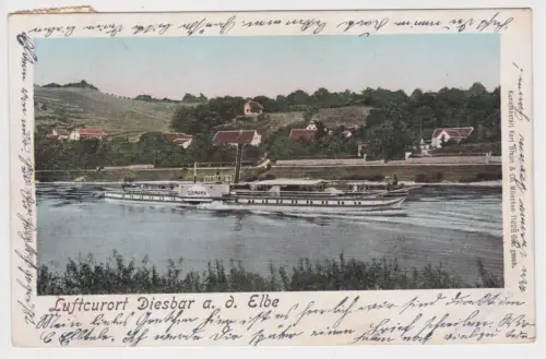 52318 Ak Luftcurort Desbar an der Elbe - Dampfer Germania auf der Elbe 1899
