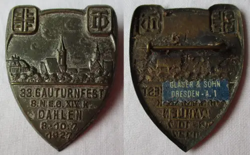 seltenes Blech Abzeichen 33.Gauturnfest Dahlen 1927 (157017)