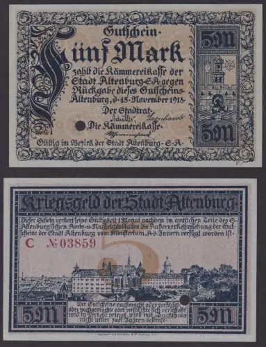 5 Mark Banknote Großnotgeld Stadt Altenburg 15.11.1918 (103444)