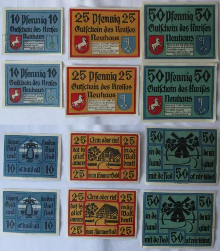 6 Banknoten Notgeld der Kreis Neuhaus a.Oste 1921 (101676)