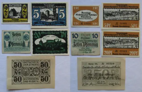 5 Banknoten Notgeld Stadt Nürnberg 1918/1921 (101436)