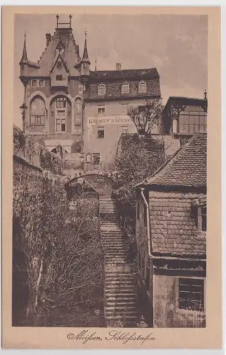 900457 Ak Meißen - Schlossstufen und Wanners Weinstube? um 1910