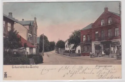 901744 Ak Eckernförde Borby Prinzenstrasse mit Geschäft 1904