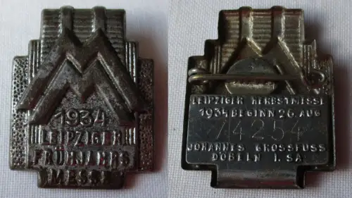 seltenes Blech Abzeichen Leipziger Frühjahrsmesse 1934 (156680)