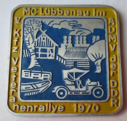 DDR Plakette MC Lübbenau im ADMV V. Kfz Veteranenrallye 1970 (157155)