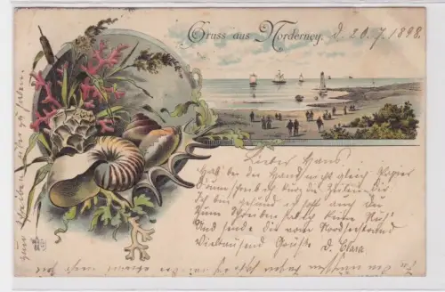 902138 Lithographie Ak Gruss aus Norderney - Strandpartie 1898