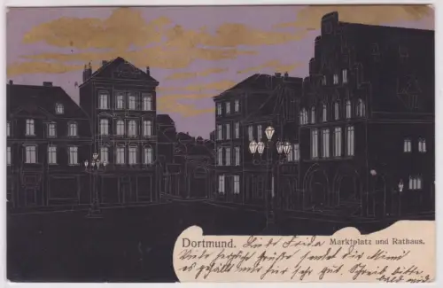 901782 Künstler Ak Dortmund Marktplatz und Rathaus 1905