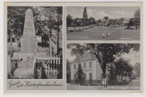 99880 AK Gruß aus Niederfrankenhain - Kriegerdenkmal, Bäckerei, Dorfansicht 