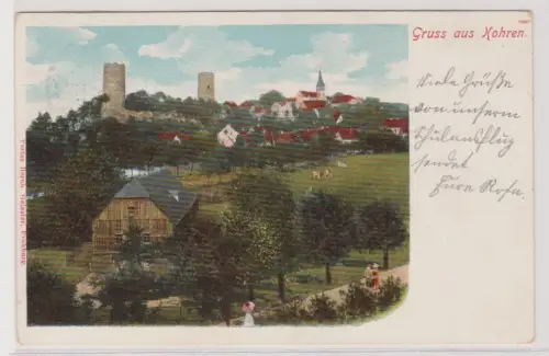 99676 AK Gruss aus Kohren - Ortsansicht mit Burg Kohren und Kirche 