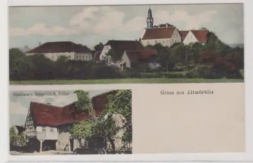 99442 AK Gruss aus Altmörbitz - Gasthaus und Schmiede A.Müller, Totalansicht 