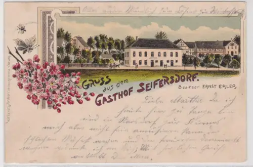 90876 Ak Lithographie Gruß aus dem Gasthof Seifersdorf 1901