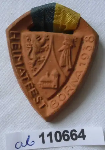 seltenes Steingut Abzeichen Heimatfest Borna 1938 (110664)
