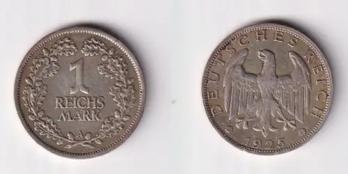 1 Reichsmark Silber Münze Weimarer Republik 1925 A ss (131704)