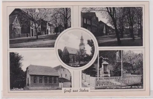 62235 Mehrbild Ak Gruß aus Stobra Schule, Kriegerdenkmal usw. um 1940