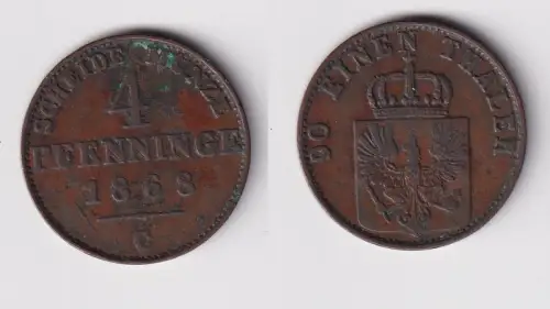 4 Pfennig Bronze Münze Preussen 1868 C ss (124864)