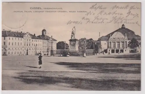 95150 AK Cassel - Friedrichsplatz, Museum, Palais, Theater, Denkmal 1913