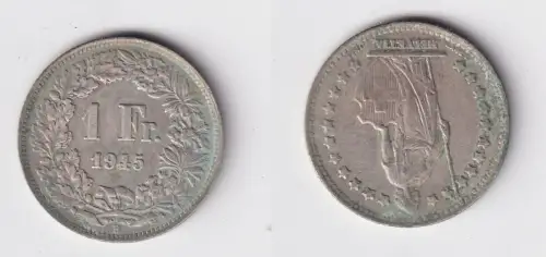 1 Franken Silber Münze Schweiz 1945 ss (148966)