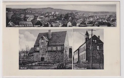 38704 AK Kühnhaide b. Zwönitz - Unterer Ortsteil, Schule und Gemeindeamt 1942