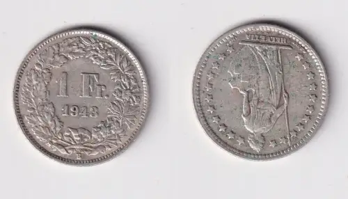 1 Franken Silber Münze Schweiz 1943 ss (147246)