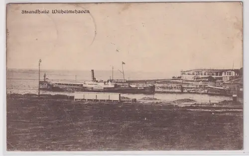 80734 AK Wilhelmshaven - Strandhalle mit Raddampfer 1922
