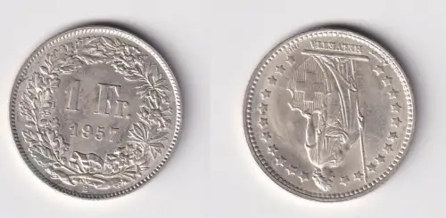 1 Franken Silber Münze Schweiz 1957 f.vz (147069)